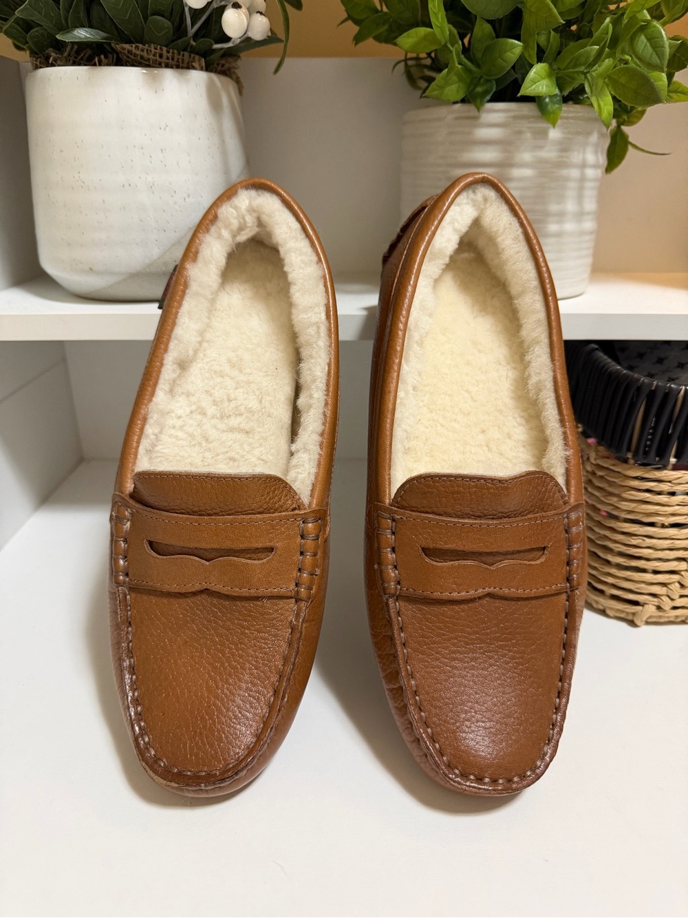 G.H. Bass Dylan Shearling Lined Leather Driving Loafers NEW 🤎